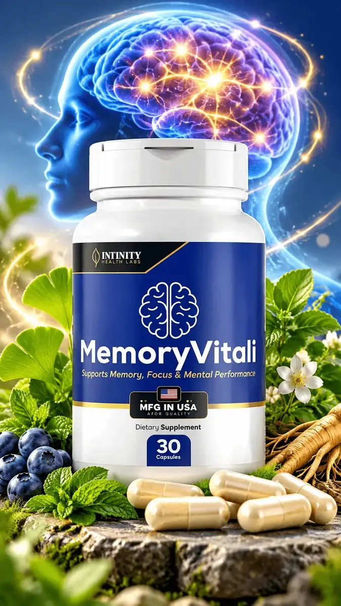 MemoryVitali brain health supplement bottle